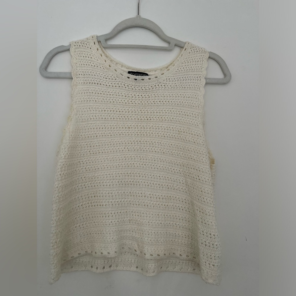 Topshop Cream Cropped Sleeveless Tank Top